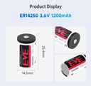 EVE ER14250 | Li-SOCl2 | 3.6V | 1.2 Ah | 15 mA
