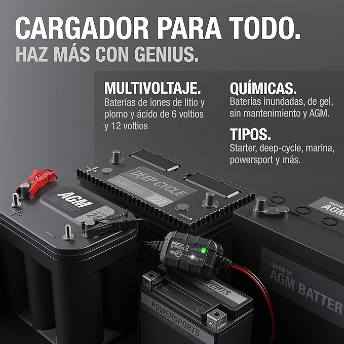 Cargador de bateria | Genius2 | Noco | 6V &12V | 2 A
