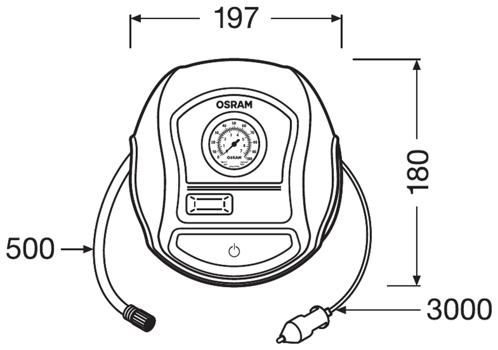 Compresor de Aire OSRAM TYREinflate 200 | Inflador de Neumáticos con Cable