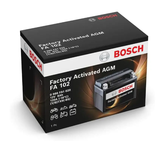 Batería de Moto | Bosch | 8Ah | 120A | 12 | FA102 (YTX9-BS)