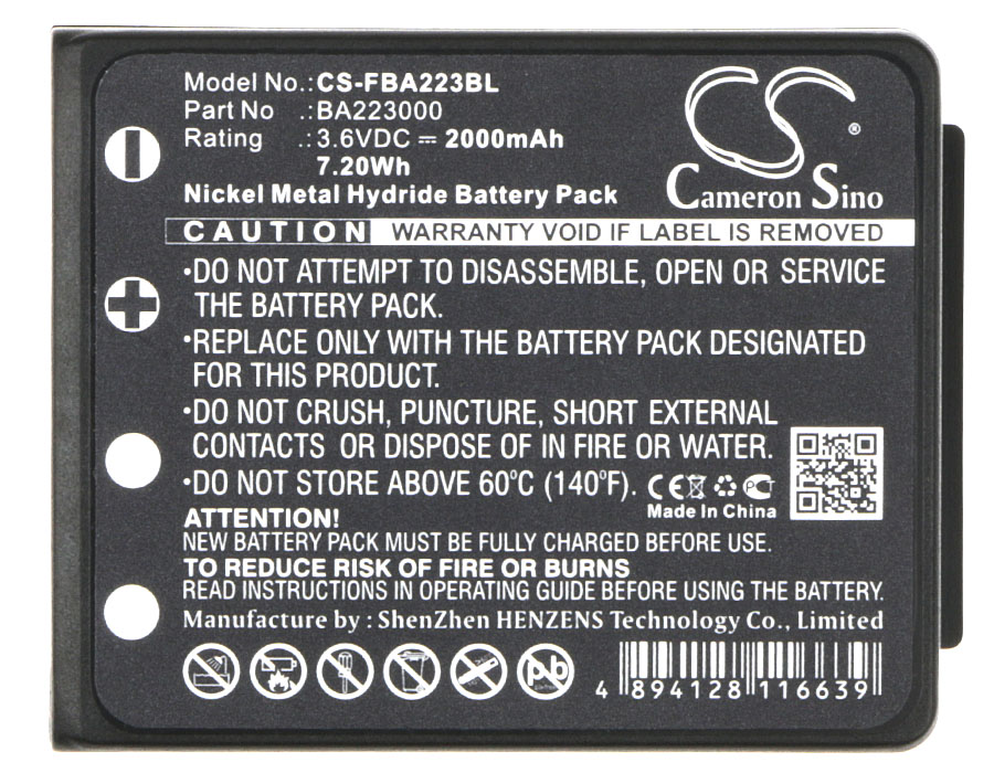 CS-FBA223BL | Batería Compatible HBC | Ni-MH | 2000 mAh | 7.20Wh
