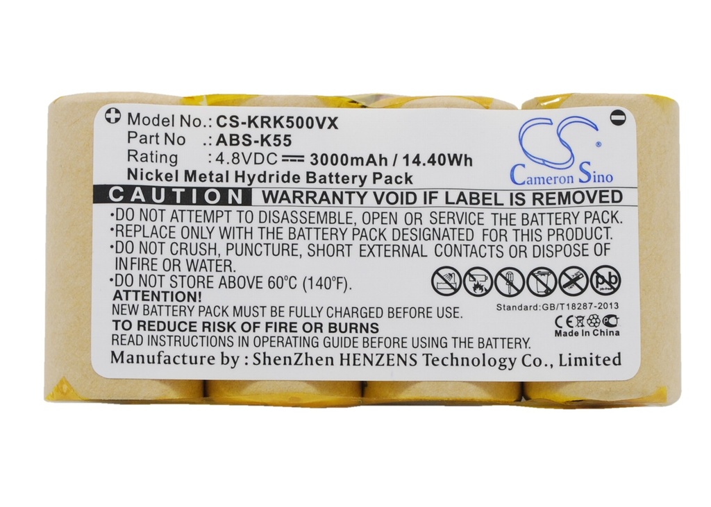 Batería Compatible KARCHER K50 y otros |  Ni-MH | 3000mAh | 14.40Wh | 4.8V