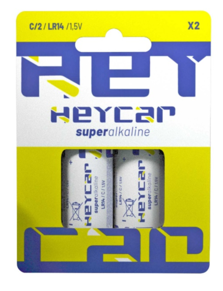 Pila Alcalina C LR14 | 1.5V | Heycar Pro | Pack de 2 unidades