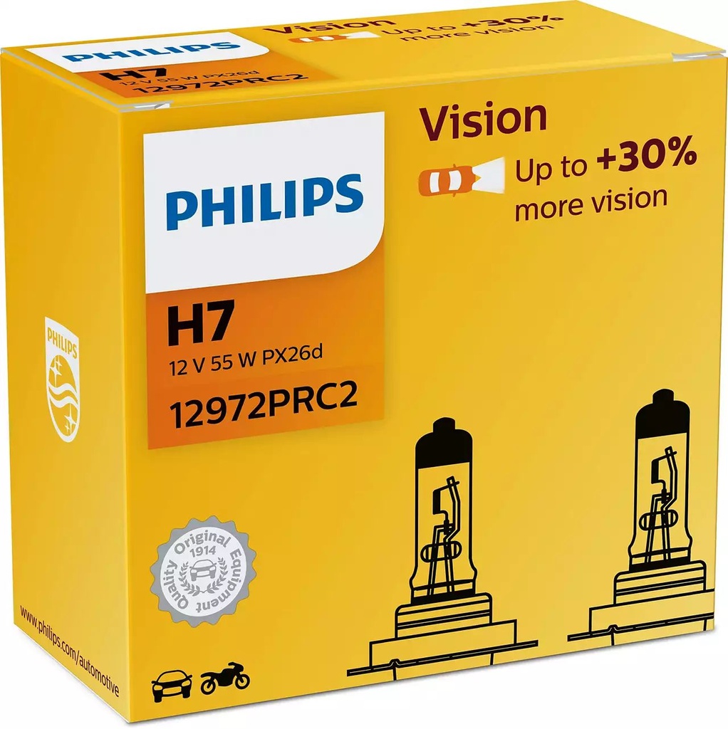Philips Vision H7 12V 55W PX26d 2 unidades
