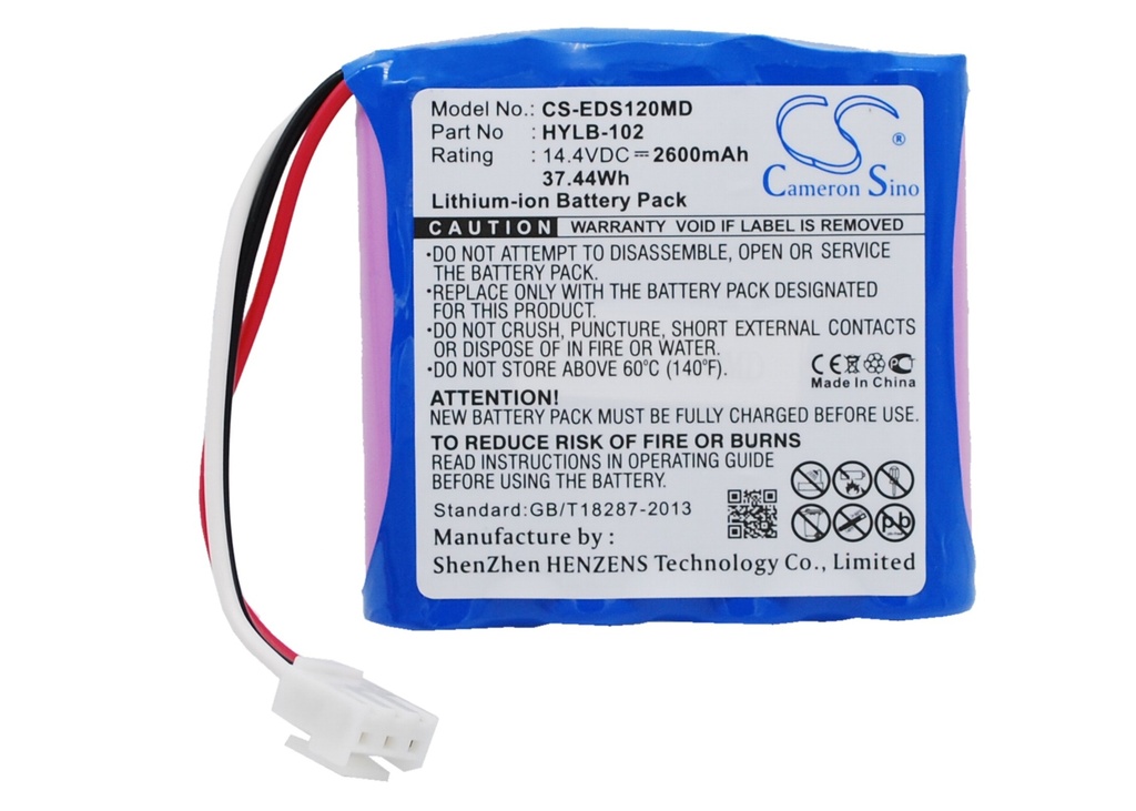 Bateria Compatível Edan | Íon de Lítio | 2600 mAh | 37,44 Wh | 14,4V | EDS120MD