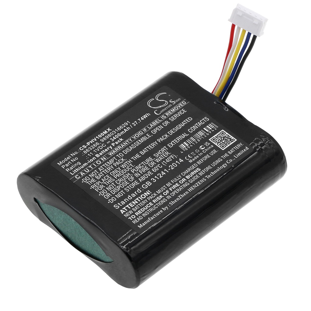 Batterie Compatible Philips (VS1-VS2) | Li-ion | 3400 mAh | 37,74 Wh | 11,1 V | PHV100MX