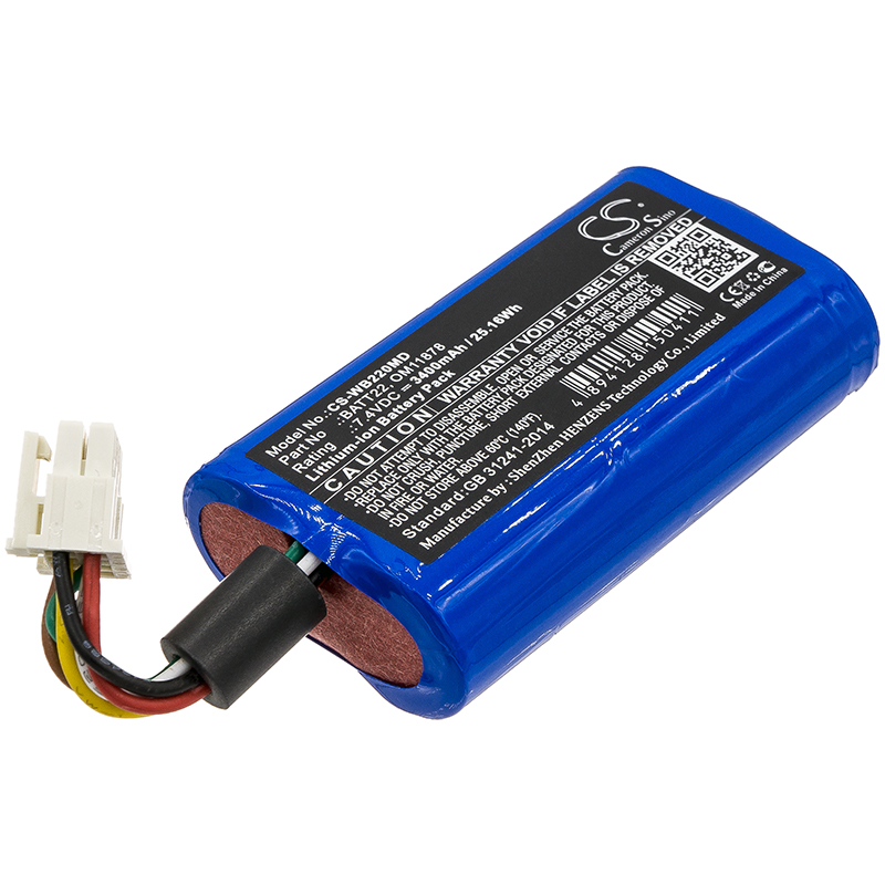 Batterie Compatible Welch-Allyn | Li-ion | 3400 mAh | 25,16 Wh | 7,4 V | WB220MD