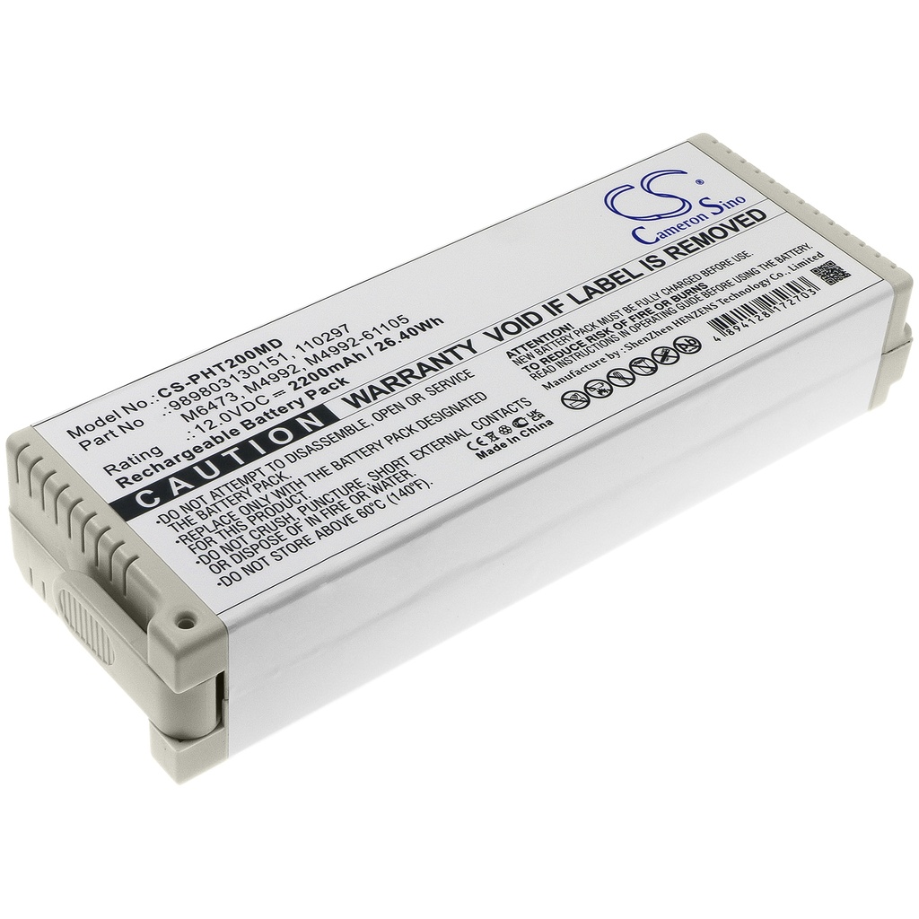 PHT200MD | Batería Compatible Philips ECG Trim | Paquete de Pilas Recargable | 2200 mAh | 26.40 Wh | 12.0V