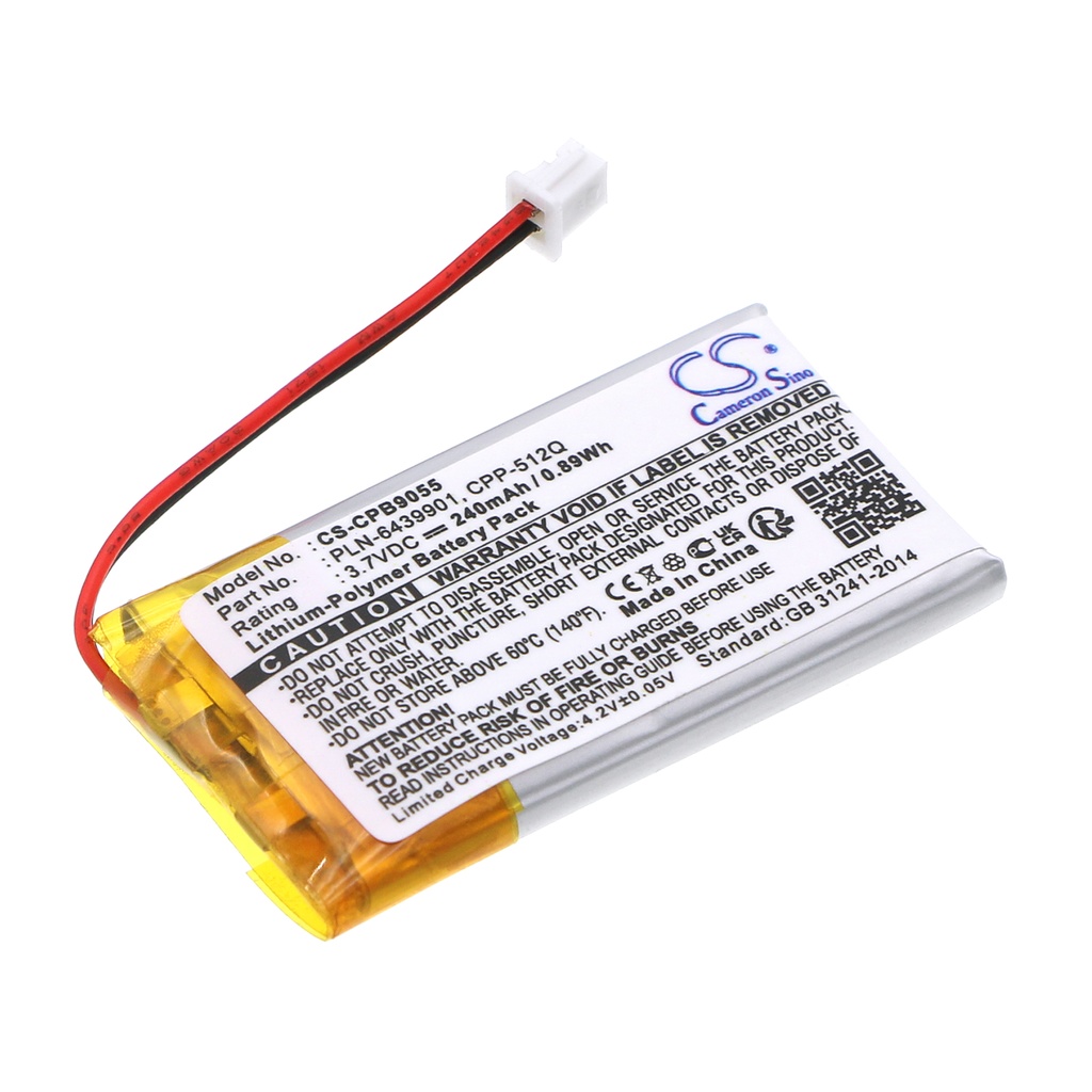 Bateria Compatível Plantronics | Polímero de Lítio | 240 mAh | 0,89 Wh | 3,7 V | CPB9055
