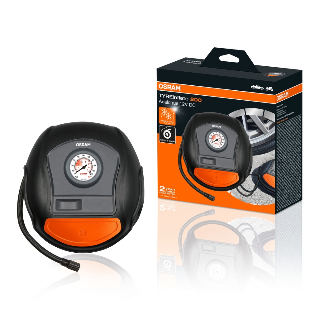 Compresor de Aire OSRAM TYREinflate 200 | Inflador de Neumáticos con Cable