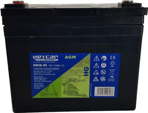 [HG12-33 EV] Batería HEYCAR | AGM | 12V | 33Ah | HG12-33 EV