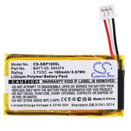 [SBP100SL] SBP100SL | SENNHEISER Compatible Battery | Li-Polymer | 180 mAh | 0.67 Wh | 3.7V